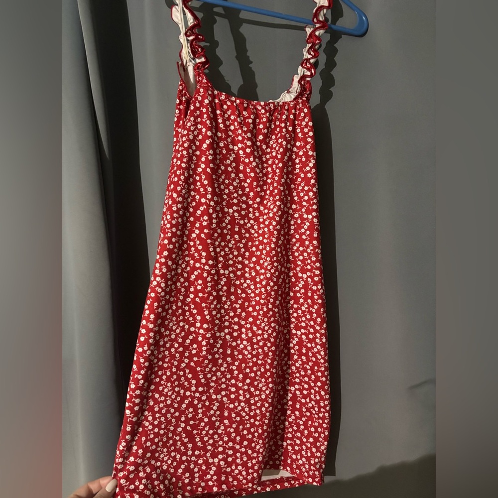 Red Floral Mini Dress - Picture 3 of 4